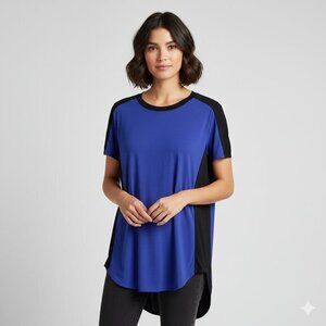 Aritzia Wilfred Capucine T-shirt Top Split Side Short Sleeve  Black Blue Size XS
